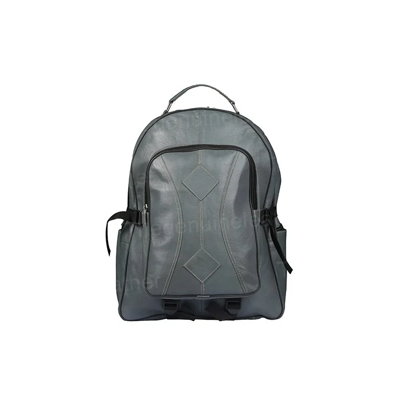 Grey Leather Backpack